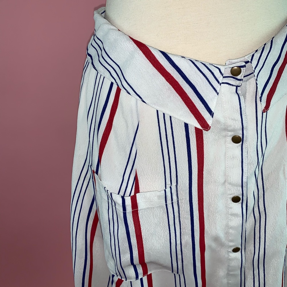 Tularosa Oliver Modest Skirt Blue & Red Stripe - Picture 5 of 7